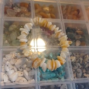 White coral crystal chip bracelet!